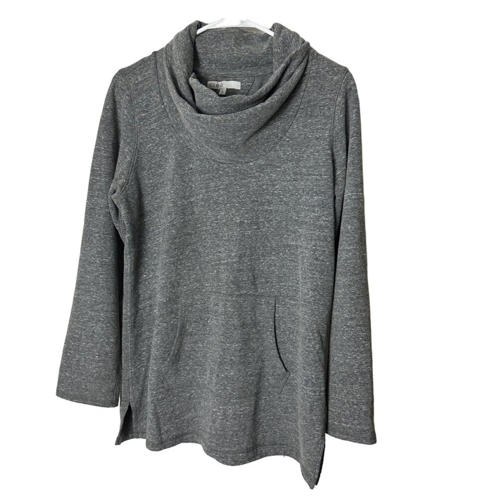Cleo Size Lrg Women’s Grey Turtleneck Double Neck Layer